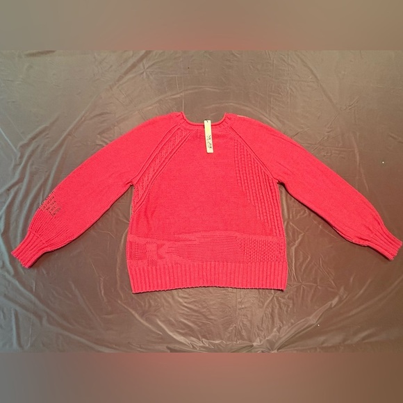 NWT NIC+ZOE Pink Roundneck Lightweight Crafted Cables Sweater Size LP MSRP $168 - Picture 4 of 14